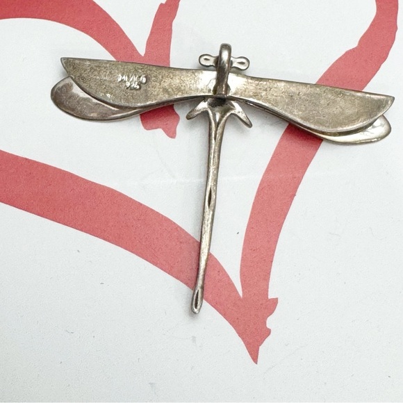 Vintage Mexico Sterling Silver 925 Dragonfly Brooch Pin Figural Fine Jewelry - Picture 3 of 9